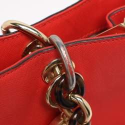 Pre Owned MICHAEL Michael Kors Red Blue Leather Cynthia Tote