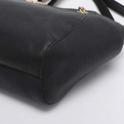 Pre Owned MICHAEL Michael Kors Black Leather Jet Set Travel Chain Tote