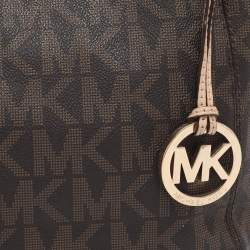 Pre Owned MICHAEL Michael Kors Brown Signature Coated Canvas Lilly Tote