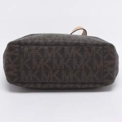 Pre Owned MICHAEL Michael Kors Brown Signature Coated Canvas Lilly Tote