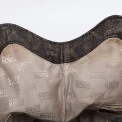 Pre Owned MICHAEL Michael Kors Brown Signature Coated Canvas Lilly Tote