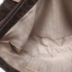 Pre Owned MICHAEL Michael Kors Dark Brown Signature Coated Canvas and Leather Jet Set Tote