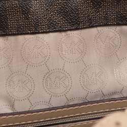 Pre Owned MICHAEL Michael Kors Dark Brown Signature Coated Canvas and Leather Jet Set Tote