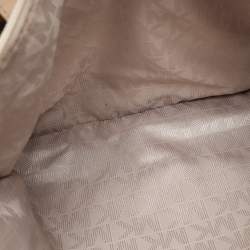 Pre Owned MICHAEL Michael Kors Off White/Beige Signature Coated Canvas and Leather Jet Set East West Tote