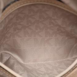 Pre Owned MICHAEL Michael Kors Off White/Beige Signature Coated Canvas and Leather Jet Set East West Tote