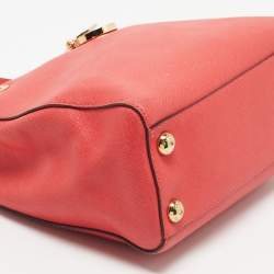 Pre Owned MICHAEL Michael Kors Red Leather Small Cynthia Satchel