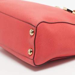 Pre Owned MICHAEL Michael Kors Red Leather Small Cynthia Satchel