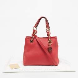 Pre Owned MICHAEL Michael Kors Red Leather Small Cynthia Satchel