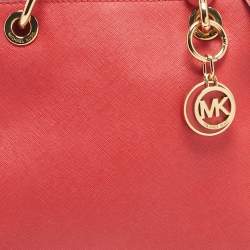 Pre Owned MICHAEL Michael Kors Red Leather Small Cynthia Satchel