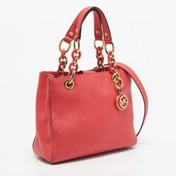 Pre Owned MICHAEL Michael Kors Red Leather Small Cynthia Satchel