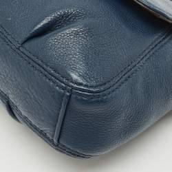 Pre Owned MICHAEL Michael Kors Navy Blue Leather Flap Crossbody Bag