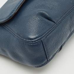 Pre Owned MICHAEL Michael Kors Navy Blue Leather Flap Crossbody Bag