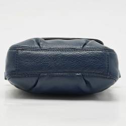 Pre Owned MICHAEL Michael Kors Navy Blue Leather Flap Crossbody Bag