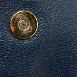 Pre Owned MICHAEL Michael Kors Navy Blue Leather Flap Crossbody Bag