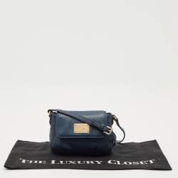 Pre Owned MICHAEL Michael Kors Navy Blue Leather Flap Crossbody Bag
