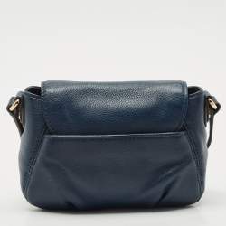 Pre Owned MICHAEL Michael Kors Navy Blue Leather Flap Crossbody Bag