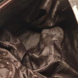 Pre Owned MICHAEL Michael Kors Brown/Cream Zebra Print Canvas and Leather Hobo