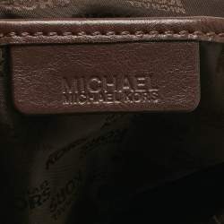 Pre Owned MICHAEL Michael Kors Brown/Cream Zebra Print Canvas and Leather Hobo