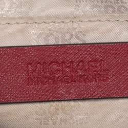 Pre Owned MICHAEL Michael Kors Brown/Red Signature Coated Canvas and Leather Tina Satchel