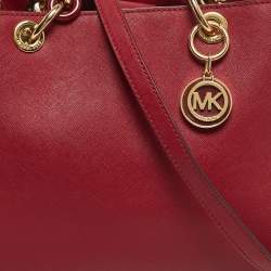 Pre Owned MICHAEL Michael Kors Red Leather Medium Cynthia Satchel