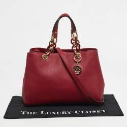 Pre Owned MICHAEL Michael Kors Red Leather Medium Cynthia Satchel