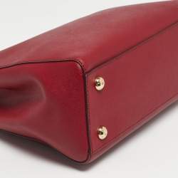 Pre Owned MICHAEL Michael Kors Red Leather Medium Cynthia Satchel