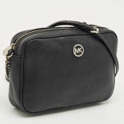 Pre Owned MICHAEL Michael Kors Black Leather Fulton Shoulder Bag