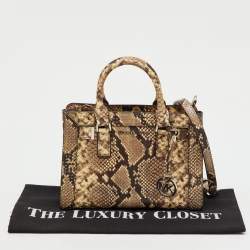 Pre Owned MICHAEL Michael Kors Multicolor Snakeskin Embossed Leather Small Dillon Satchel