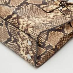 Pre Owned MICHAEL Michael Kors Multicolor Snakeskin Embossed Leather Small Dillon Satchel