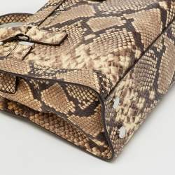 Pre Owned MICHAEL Michael Kors Multicolor Snakeskin Embossed Leather Small Dillon Satchel