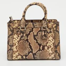 Pre Owned MICHAEL Michael Kors Multicolor Snakeskin Embossed Leather Small Dillon Satchel