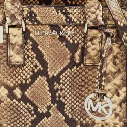 Pre Owned MICHAEL Michael Kors Multicolor Snakeskin Embossed Leather Small Dillon Satchel