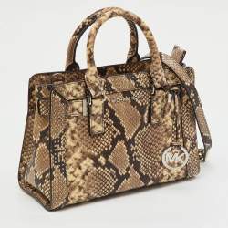 Pre Owned MICHAEL Michael Kors Multicolor Snakeskin Embossed Leather Small Dillon Satchel
