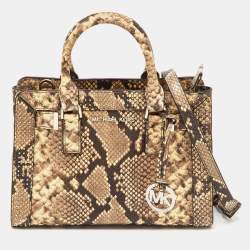 مملوكة مسبقًا MICHAEL Michael Kors Multicolor Snakeskin Embossed Leather Small Dillon Satchel