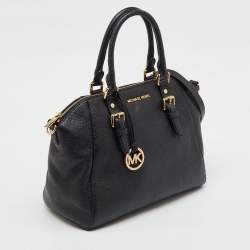 Pre Owned MICHAEL Michael Kors Black Leather LG TZ Zip Satchel
