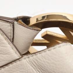 Pre Owned MICHAEL Michael Kors White Leather Fulton East West Tote