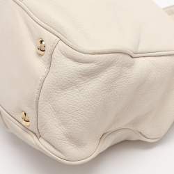 Pre Owned MICHAEL Michael Kors White Leather Fulton East West Tote