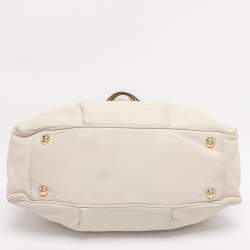 Pre Owned MICHAEL Michael Kors White Leather Fulton East West Tote