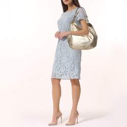 Pre Owned Michael Michael Kors Gold Leather Fulton Hobo
