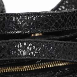 Pre Owned MICHAEL Michael Kors Black Python Effect Leather Fulton Hobo
