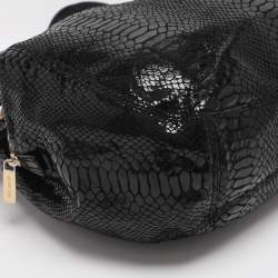 Pre Owned MICHAEL Michael Kors Black Python Effect Leather Fulton Hobo