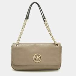 Pre Owned MICHAEL Michael Kors Beige Leather Fulton Shoulder Bag