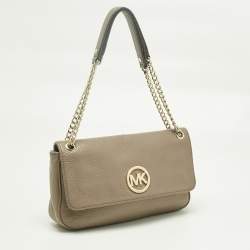 Pre Owned MICHAEL Michael Kors Beige Leather Fulton Shoulder Bag