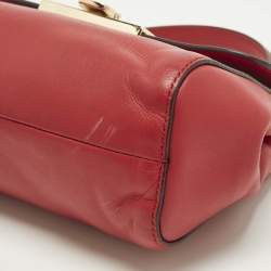 Pre Owned حقيبة مايكل مايكل كورس مارلو جلد أحمر صغيرة بمقبض علوي