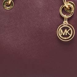 مملوكة مسبقًا MICHAEL Michael Kors Cynthia Medium Burgundy Leather Tote