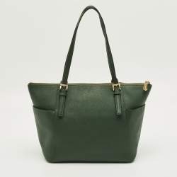 مملوكة مسبقًا MICHAEL Michael Kors Green Leather Jet Set Top Zip Tote