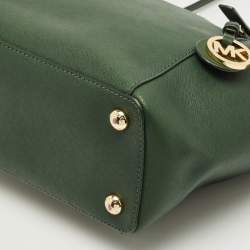 مملوكة مسبقًا MICHAEL Michael Kors Green Leather Jet Set Top Zip Tote