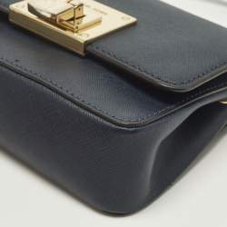 Pre Owned حقيبة كروس مايكل مايكل كورس تينا جلد أزرق بحري