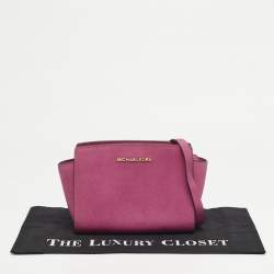 Pre Owned MICHAEL Michael Kors Selma Small Fuchsia Leather Crossbody Bag