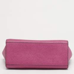 Pre Owned MICHAEL Michael Kors Selma Small Fuchsia Leather Crossbody Bag
